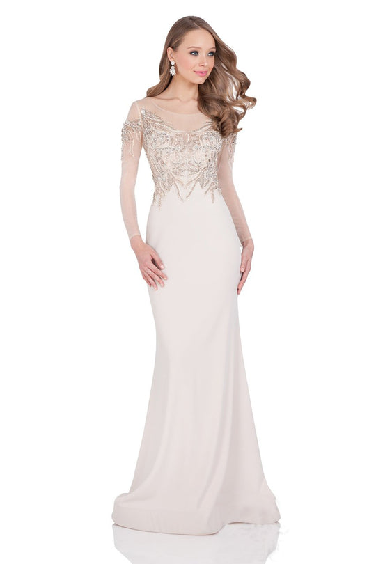 Terani Couture - Exquisite Trumpet Gown with Sheer Embellished Bodice 1611M0641 In Neutral