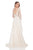Terani Couture - Crystal Beaded Quarter Sleeve Illusion Long Gown 1611M0642A In Neutral