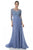 Terani Couture - Crystal Beaded Quarter Sleeve Illusion Long Gown 1611M0642A In Blue