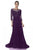 Terani Couture - Crystal Beaded Quarter Sleeve Illusion Long Gown 1611M0642A In Purple