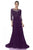 Terani Couture - Crystal Beaded Quarter Sleeve Illusion Long Gown 1611M0642A In Purple