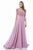 Terani Couture - Crystal Beaded Quarter Sleeve Illusion Long Gown 1611M0642A In Purple