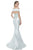 Terani Couture - 1611M0762A Off Shoulder Peplum Mermaid Gown In Blue and Gold