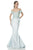 Terani Couture - 1611M0762A Off Shoulder Peplum Mermaid Gown In Blue and Gold