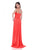 Terani Couture - 1611P0245A Sleeveless Ruched Cowl Long Gown with Slit in Orange