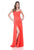 Terani Couture - 1611P0245A Sleeveless Ruched Cowl Long Gown with Slit in Orange
