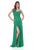 Terani Couture - 1611P0245A Sleeveless Ruched Cowl Long Gown with Slit in Green