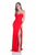 Terani Couture - Strapless Long Dress with Slit 1611P0272B in Red