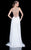 Terani Couture - 1611P0282G  Crystal Embellished Plunging Gown In White and Neutral