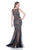 Terani Couture - 1611P0703A Illusion Bateau Neck Trumpet Dress in Black and Neutral