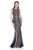 Terani Couture - 1611P0703A Illusion Bateau Neck Trumpet Dress in Black and Neutral