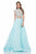 Terani Couture - Adorned Jewel Neck Two-Piece A-line Organza Gown 1611P1007A in Blue and Neutral