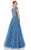 Terani Couture - 1611P1236G Crystal Embellished Pleated Gown In Blue