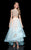 Terani Couture - 1611P1364G Bejeweled Bateau High Low Dress In Blue and Neutral