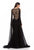 Terani Couture - 1611E0164A Beaded Bateau Neck Sheath Dress in Black