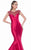 Terani Couture - 1611M0623A Beaded V Neck Cap Sleeves Trumpet Gown in Red