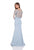 Terani Couture - Long Sleeves Embellished Long Dress 1611M0641B in Blue