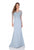 Terani Couture - Long Sleeves Embellished Long Dress 1611M0641B in Blue