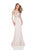 Terani Couture - Long Sleeves Embellished Long Dress 1611M0641B in Nude