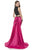 Terani Couture - 1611P1367A Ribbon Accented Panel Gown in Black and Pink