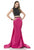 Terani Couture - 1611P1367A Ribbon Accented Panel Gown in Black and Pink