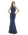 Morrell Maxie - 16122 Embroidered Bateau Tulle Trumpet Dress In Blue