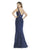 Morrell Maxie - 16122 Embroidered Bateau Tulle Trumpet Dress In Blue
