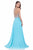 Terani Couture - Pearl Encrusted Illusion Evening Gown 1612P0502A In Blue and White