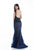 Terani Couture - 1612GL0503A Beaded V-neck Trumpet Dress in Blue