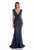 Terani Couture - 1612GL0503A Beaded V-neck Trumpet Dress in Blue