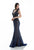 Terani Couture - 1612GL0503A Beaded V-neck Trumpet Dress in Blue