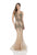 1612GL0511A Bedazzled Illusion Bateau Trumpet Dress