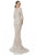 Terani Couture - Laced Illusion Bateau Neck Trumpet Gown 1613E0355A In Silver and Neutral