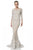 Terani Couture - Laced Illusion Bateau Neck Trumpet Gown 1613E0355A In Silver and Neutral