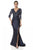 Terani Couture - Gorgeous 3/4 Sleeve Laced and Beaded V-Neck Fit and Flare Gown 1613M0718A in Blue