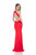 Terani Couture - Sleeveless Ruched Halter Long Dress 1613P0620B in Red