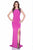Terani Couture - 1613P0631A Embellished Jewel Neck Sheath Dress in Pink and Black
