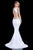 Terani Couture - 1613P0641A Embellished Bateau Trumpet Dress in White