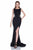 Terani Couture - 1613P0641A Embellished Bateau Trumpet Dress in Black