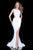 Terani Couture - 1613P0641A Embellished Bateau Trumpet Dress in White
