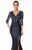 Terani Couture - Quarter Length V Neck Trumpet Gown 1613M0718B in Blue