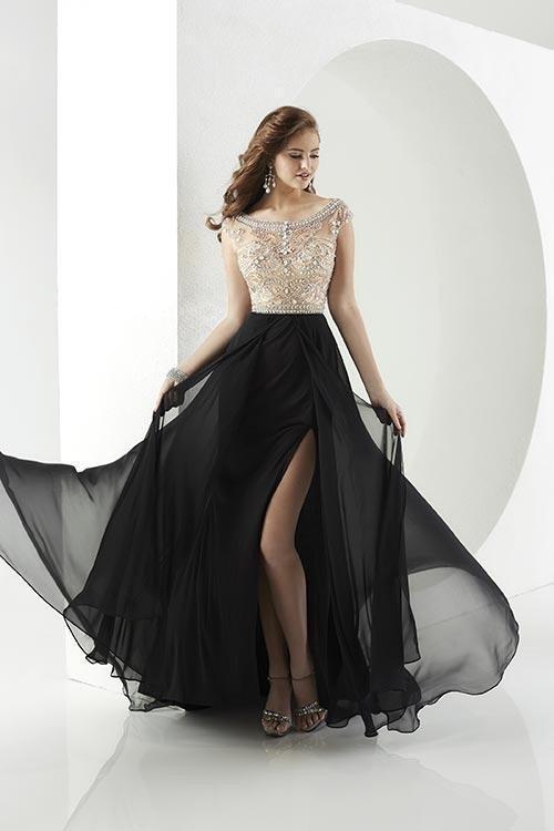 Tiffany Homecoming - Sparkling Off Shoulder A-line Dress In Black