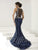 Tiffany Homecoming - Illusion Back with Fully Sequin Embellishment Trumpet Dress 16149 In Blue and Black