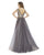 Morrell Maxie - 16149 Bedazzled V-neck Trumpet Dress With Overskirt In Gray