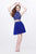 Primavera Couture - Two Piece Sequined Cropped Top and Flared Mini Skirt Cocktail Dress 1614 in Blue