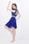 Primavera Couture - Two Piece Sequined Cropped Top and Flared Mini Skirt Cocktail Dress 1614 in Blue