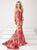 Tiffany Homecoming - Sweetheart with Bead and Lace Applique Embellishment Trumpet Gown In Red and Neutral