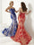 Tiffany Homecoming - Sweetheart with Bead and Lace Applique Embellishment Trumpet Gown In Red and Blue