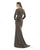 Morrell Maxie - 16155 Gathered V-Neck Long Sleeves Gown In Black and Gold