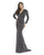 Morrell Maxie - 16155 Gathered V-Neck Long Sleeves Gown In Gray